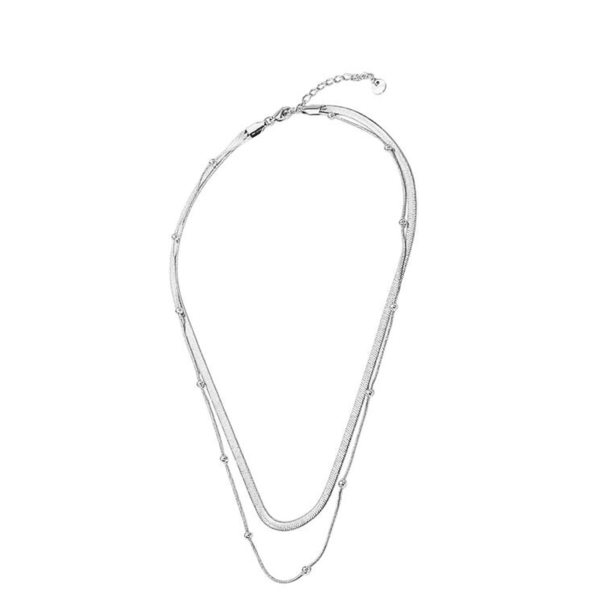 Silver necklace on a white background