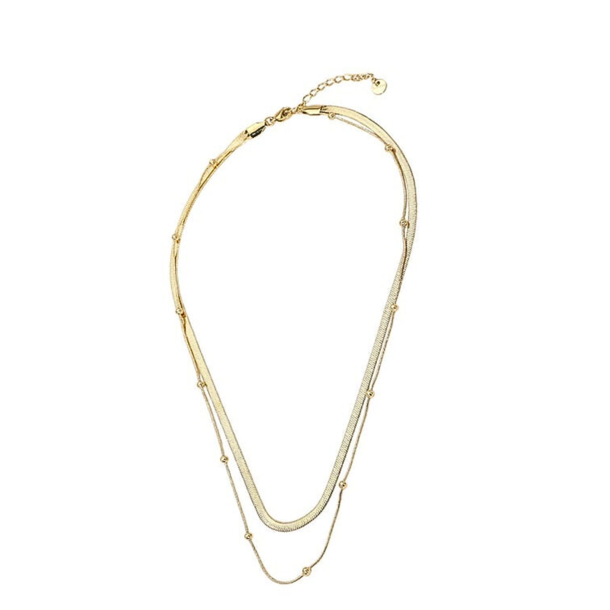Gold necklace on a white background