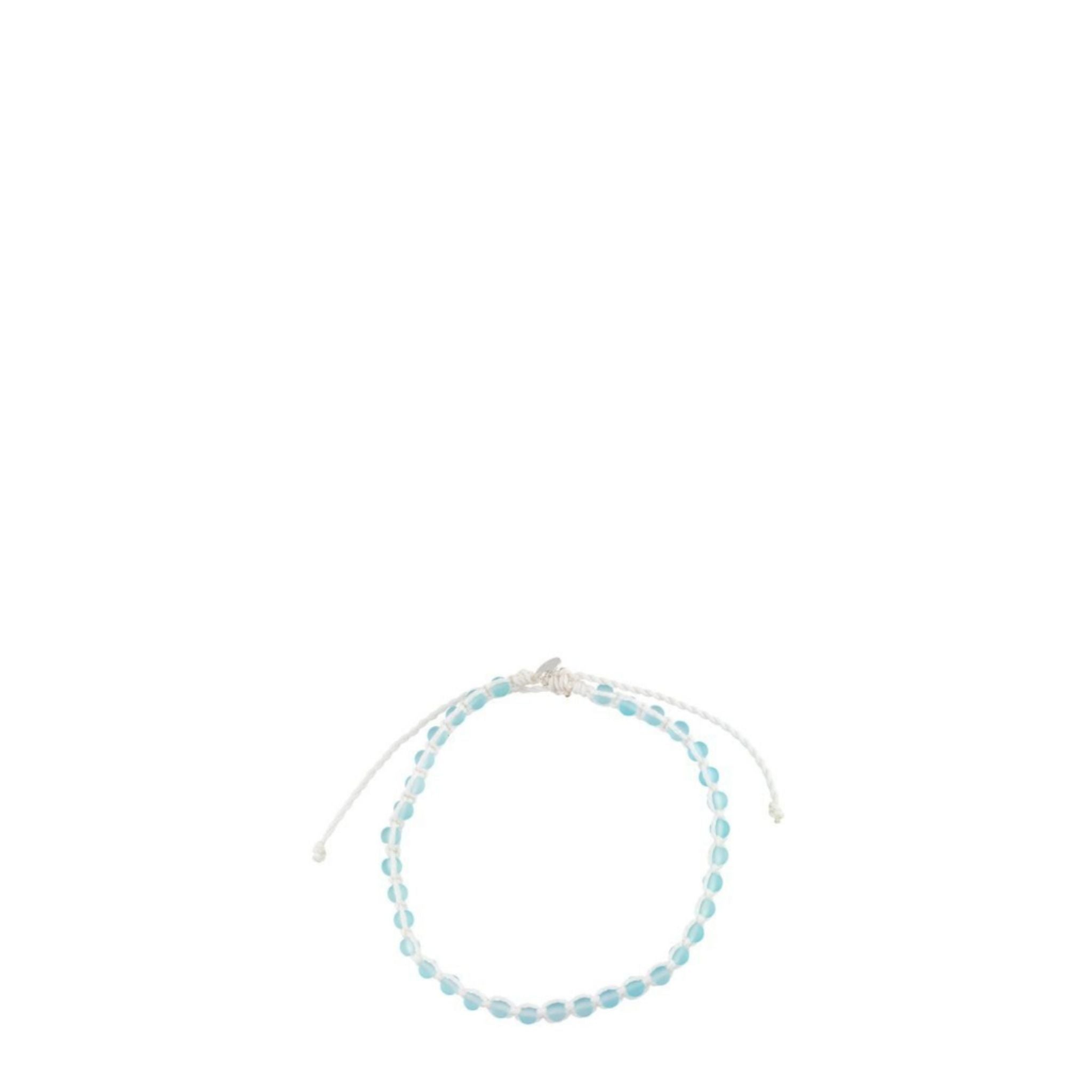 Beaded necklace with blue beads on a white background