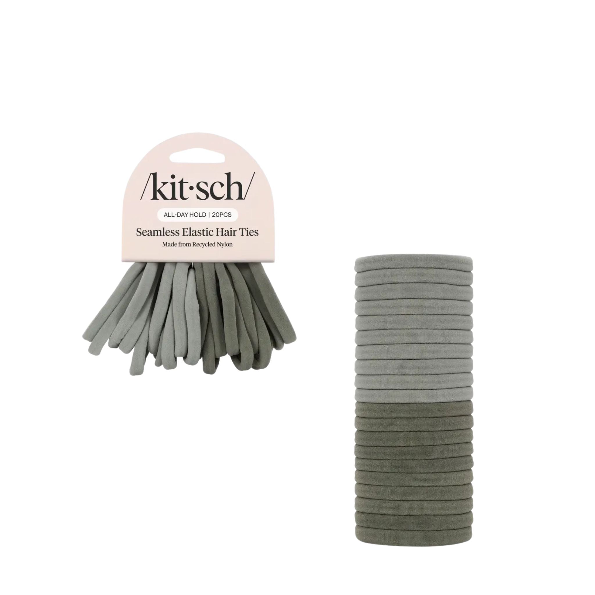 Kit'sch seamless elastic hair ties with packaging on a white background