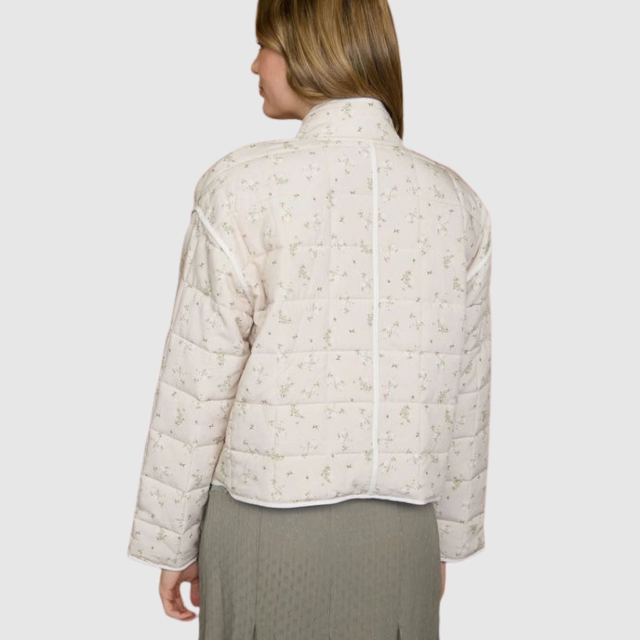 Quilted Floral Button Down Jacket