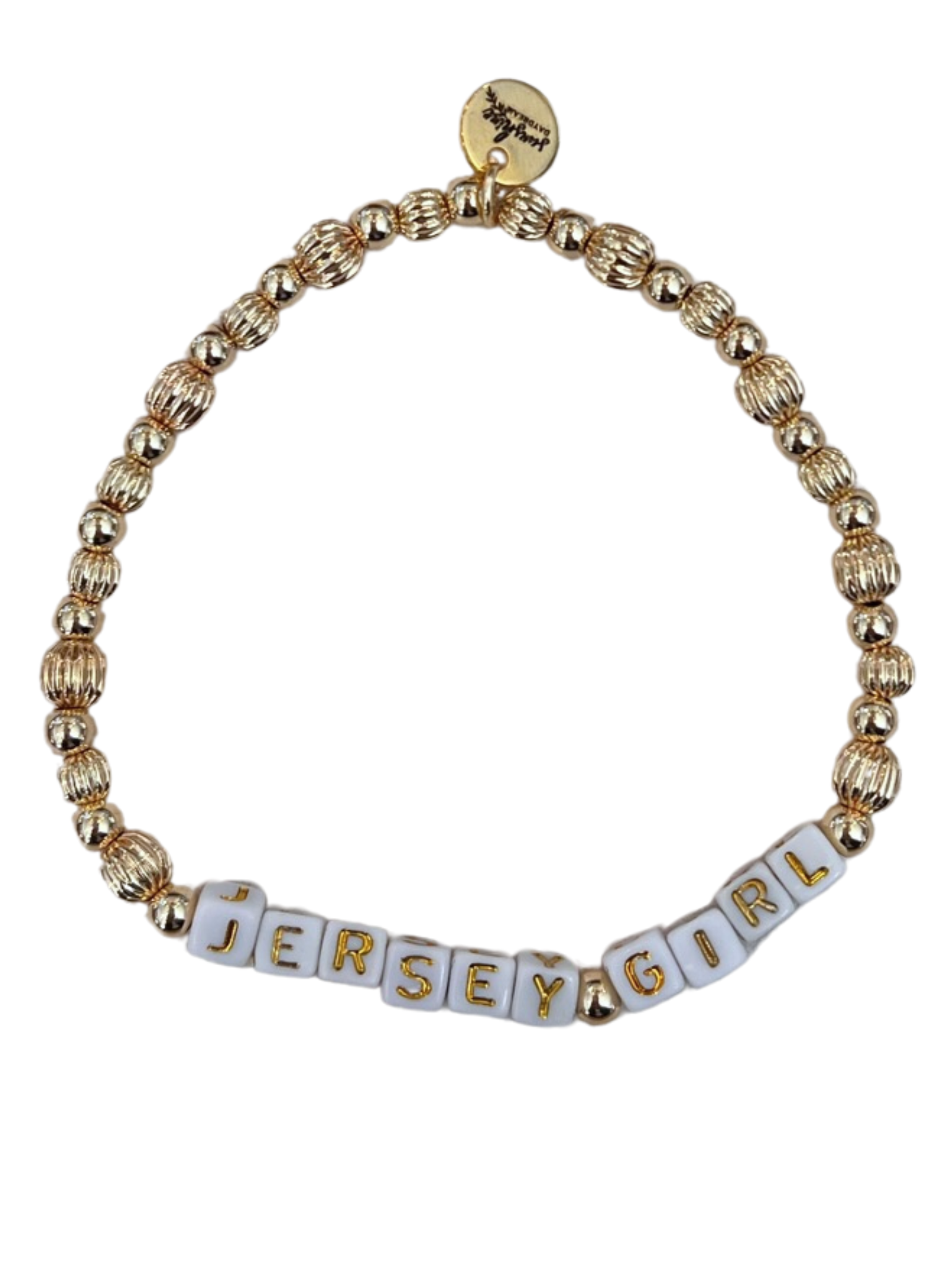 Jersey Girl Golden Beaded Letter Block Bracelet