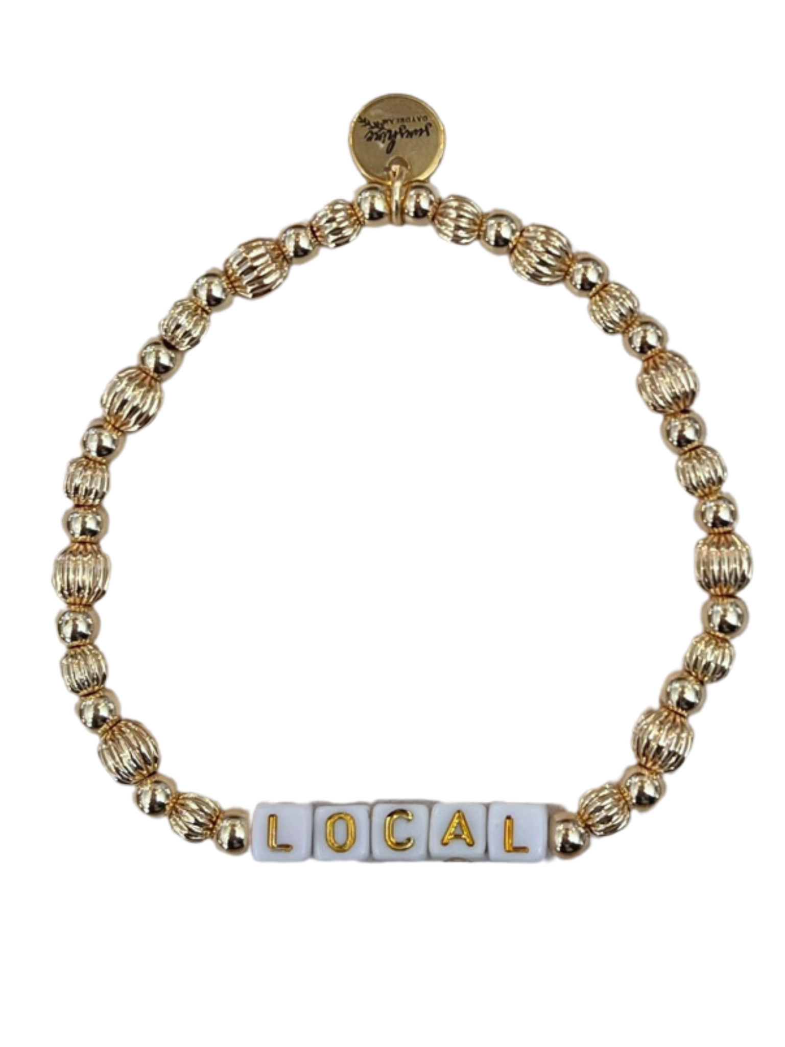 Local Golden Beaded Letter Block Bracelet