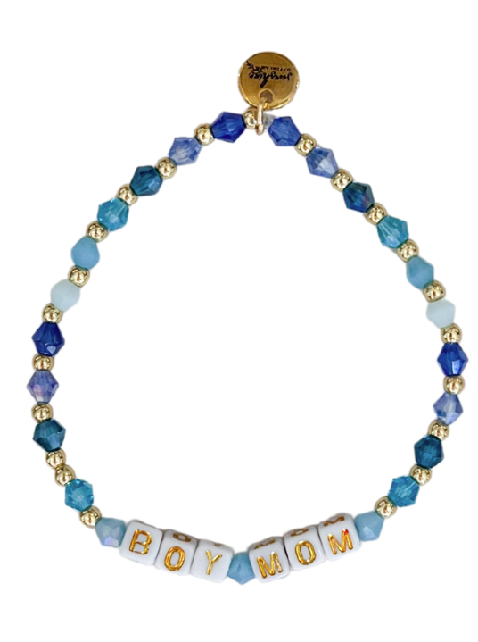Boy Mom Blue Colorful Letter Block Bracelet