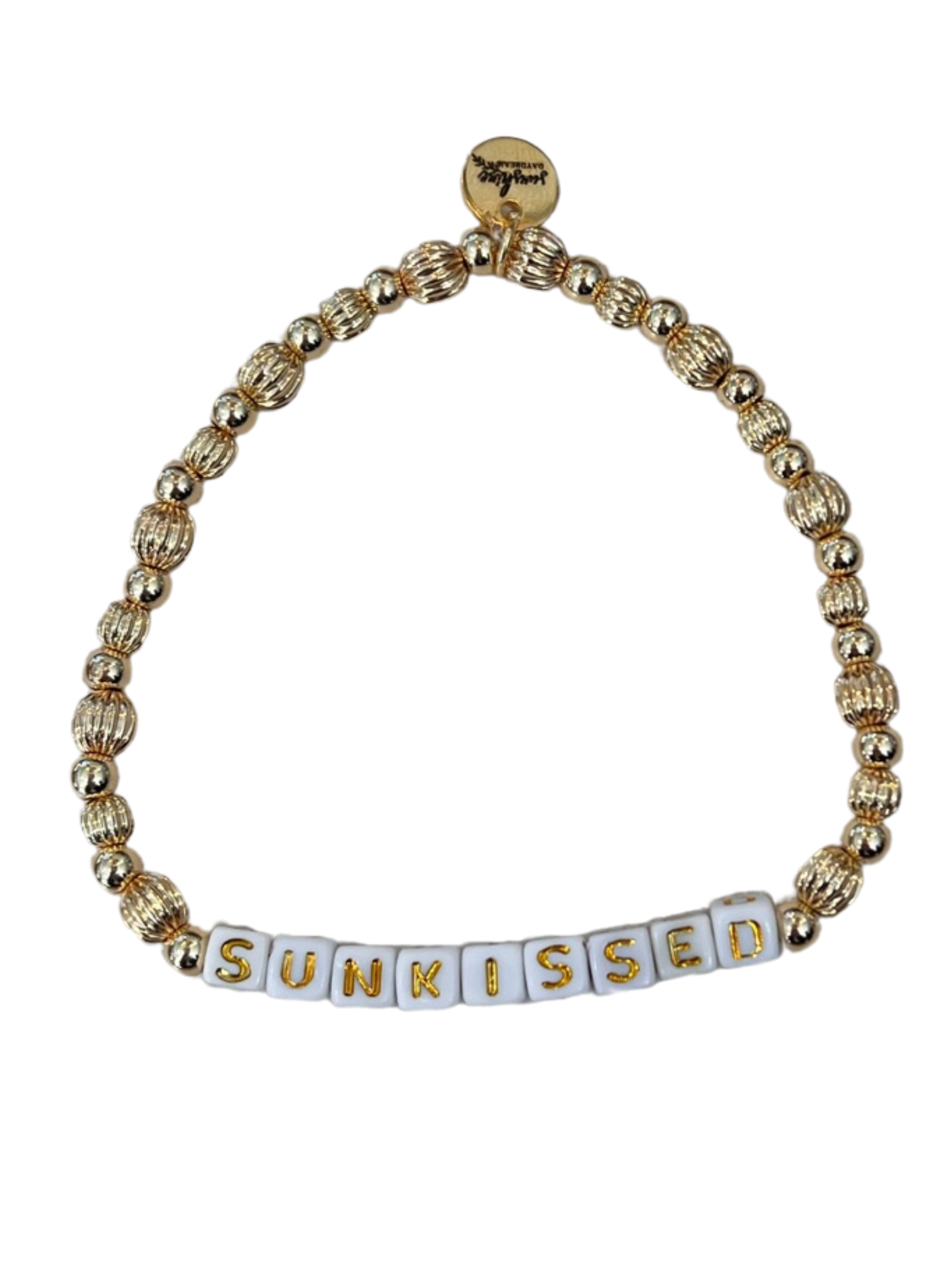Sunkissed Golden Beaded Letter Block Bracelet