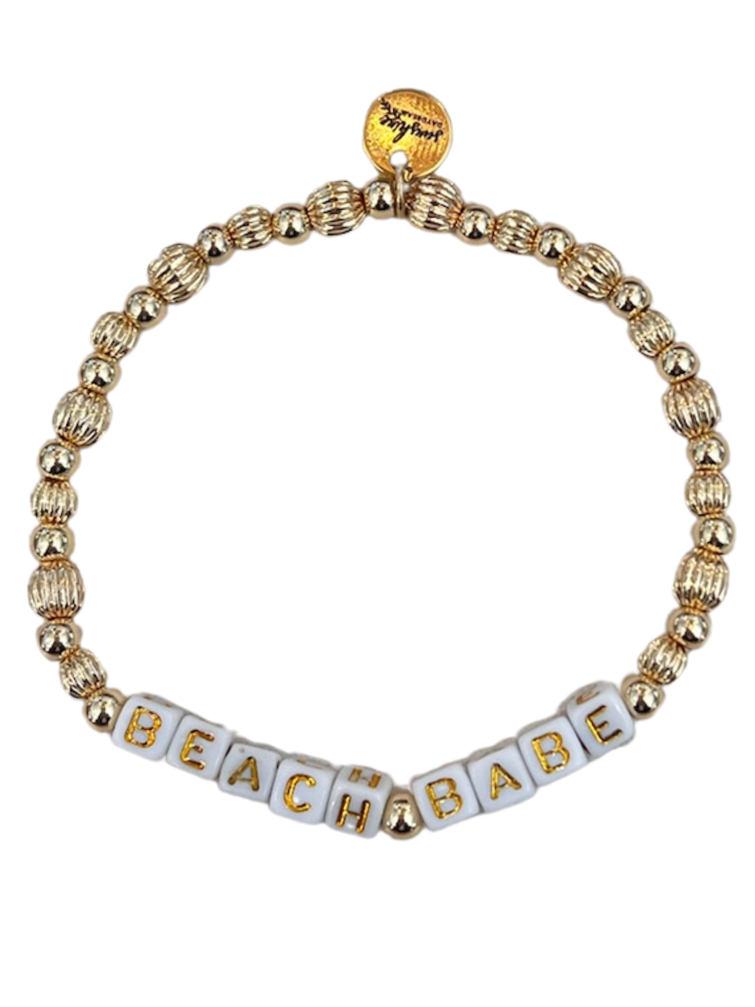Beach Babe Golden Beaded Letter Block Bracelet