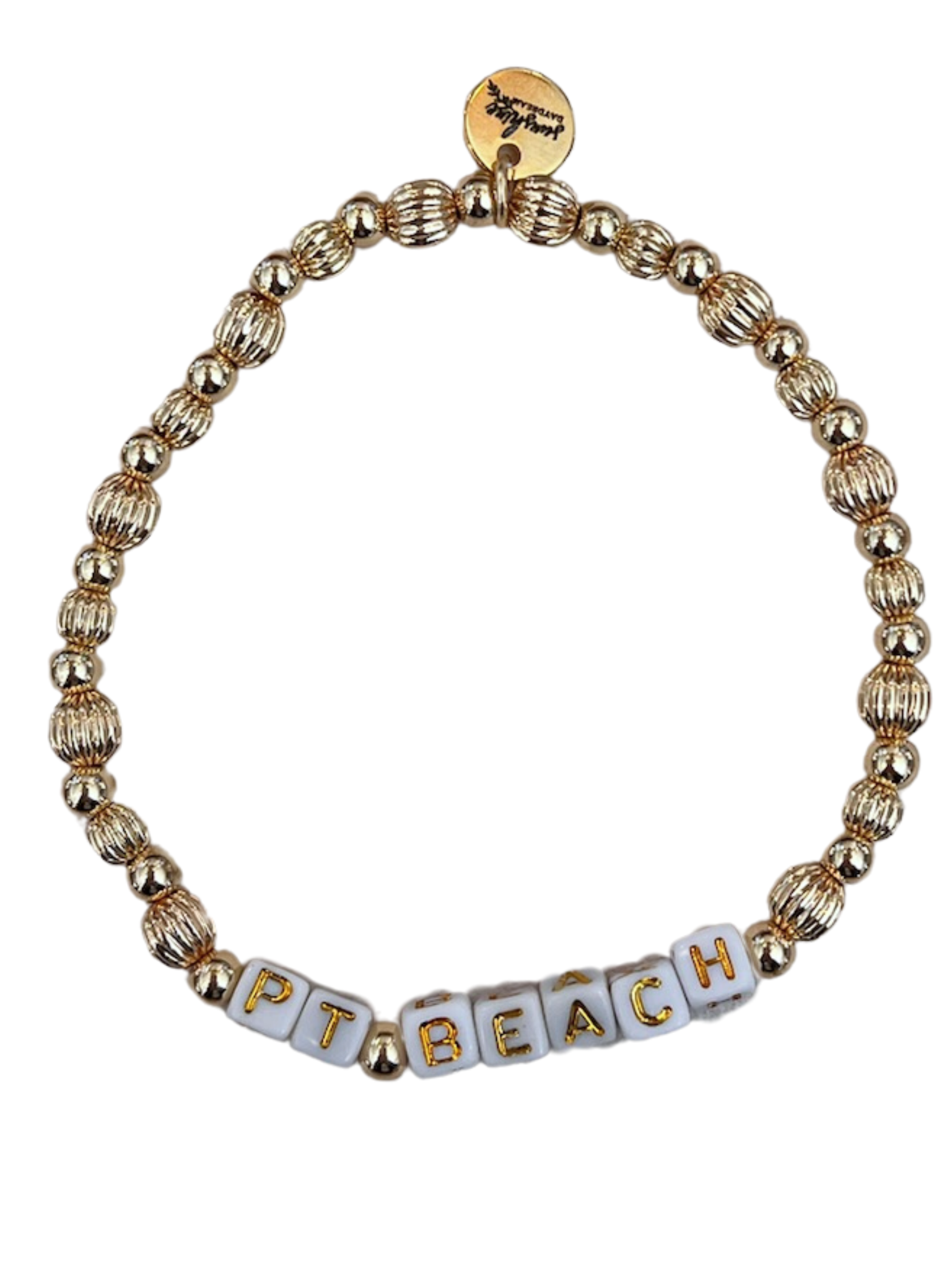 Point Beach Golden Beaded Letter Block Bracelet