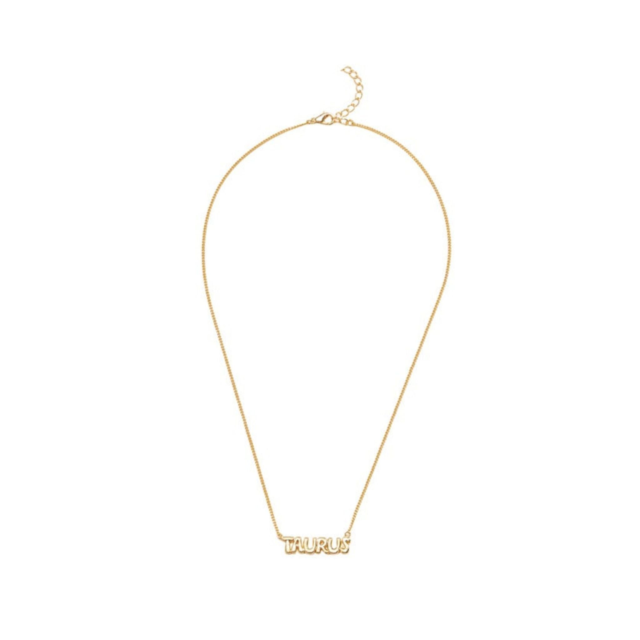 Gold necklace with 'CHICAGO' pendant on a white background